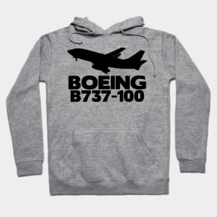 Boeing B737-100 Silhouette Print (Black) Hoodie
